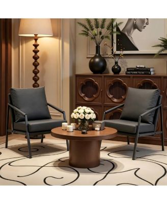 Modern Faux Leather Accent Chair with Metal Frame