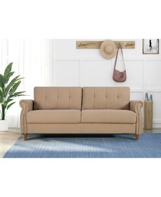 Transitional Button Tufted Loveseat Sofa with Nailhead Trim