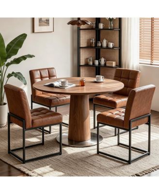 Modern Dining Chairs Set of 4, Upholstered Chairs, Mid Century Style, Metal Legs, Thick Cushion, Waterproof Surface, For Dining Room, Kitchen
