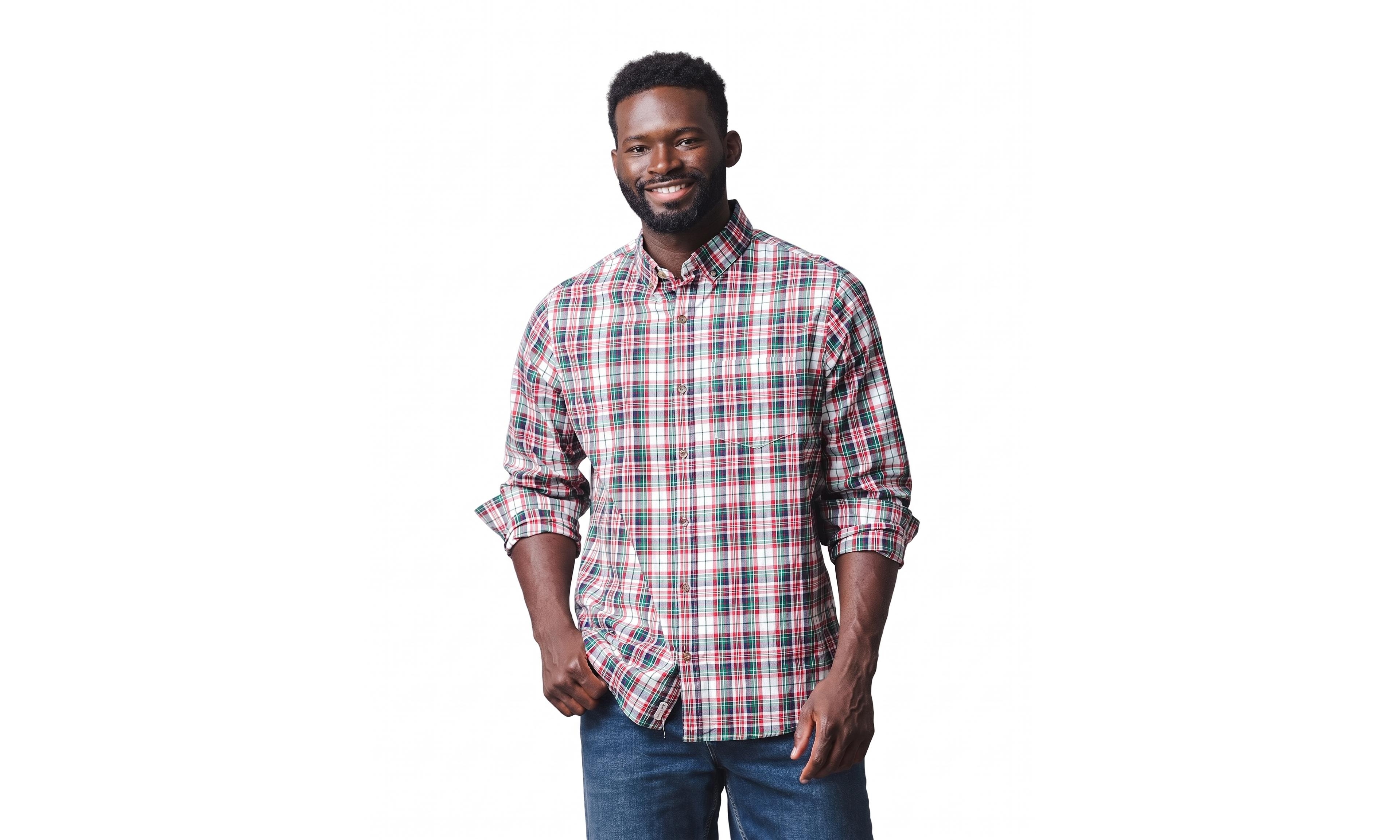 Hope & Henry Men's Long-Sleeve Plaid Point-Collar Shirt