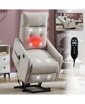Chenille Power Lift Recliner with Massage and Heat