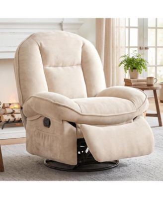 Oversized 360degree(s) Swivel Rocker Recliner Chair for Adults - Massage and Heating - Smooth Recline for Living Room Comfort