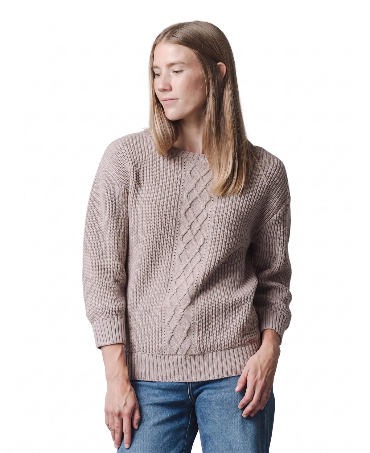 Hope & Henry Women's Boatneck Cable-Knit Sweater