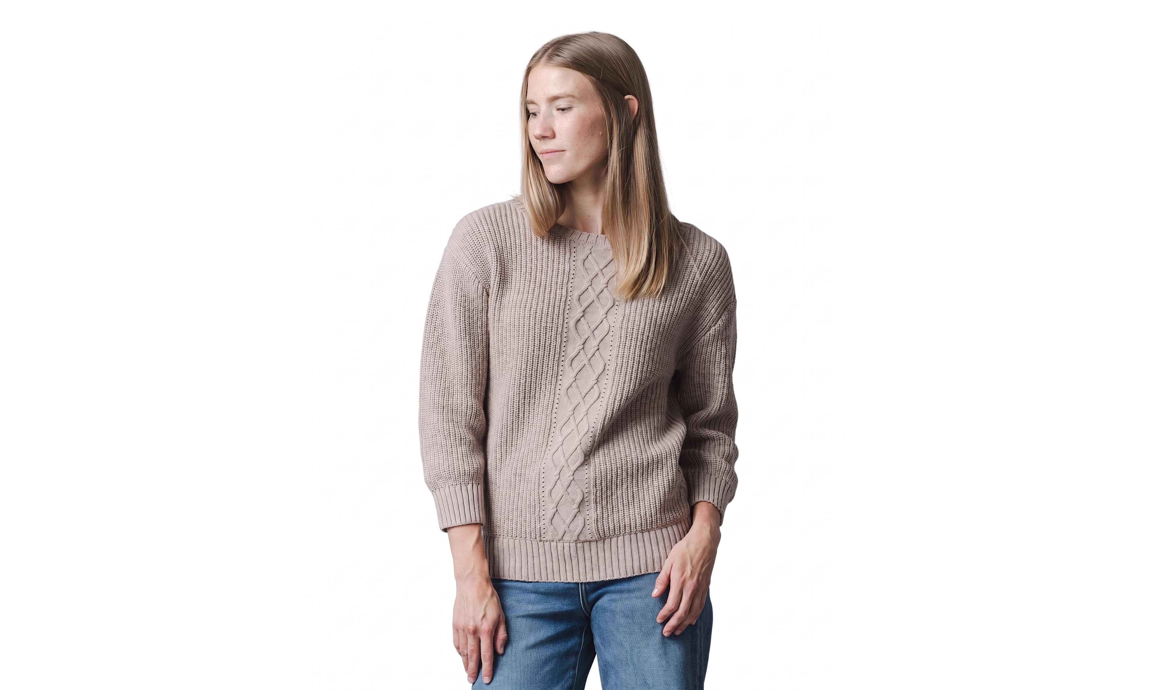 Hope & Henry Women's Boatneck Cable-Knit Sweater
