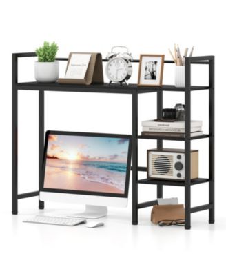 38.5 Inch 4-Shelf Engineered Wood and Metal Reversible Desktop Bookshelf