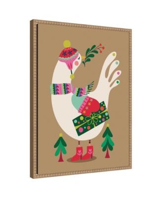 Sylvie Beaded Festive Dove Framed Canvas by Rachel Lee