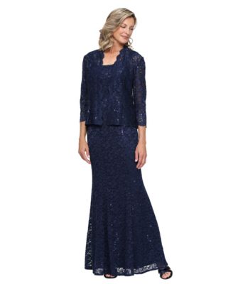 Women's Fit & Flare Lace Scoop Neck Long Dress