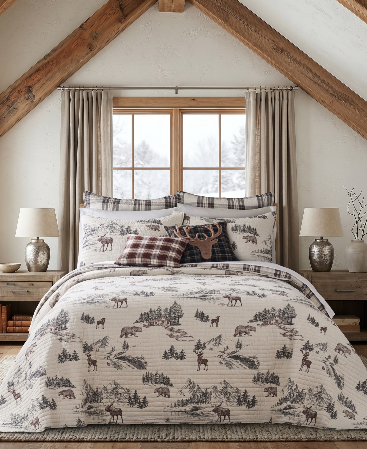Levtex Home Lodge Toile Reversible 3-Piece Bedspread Set, King