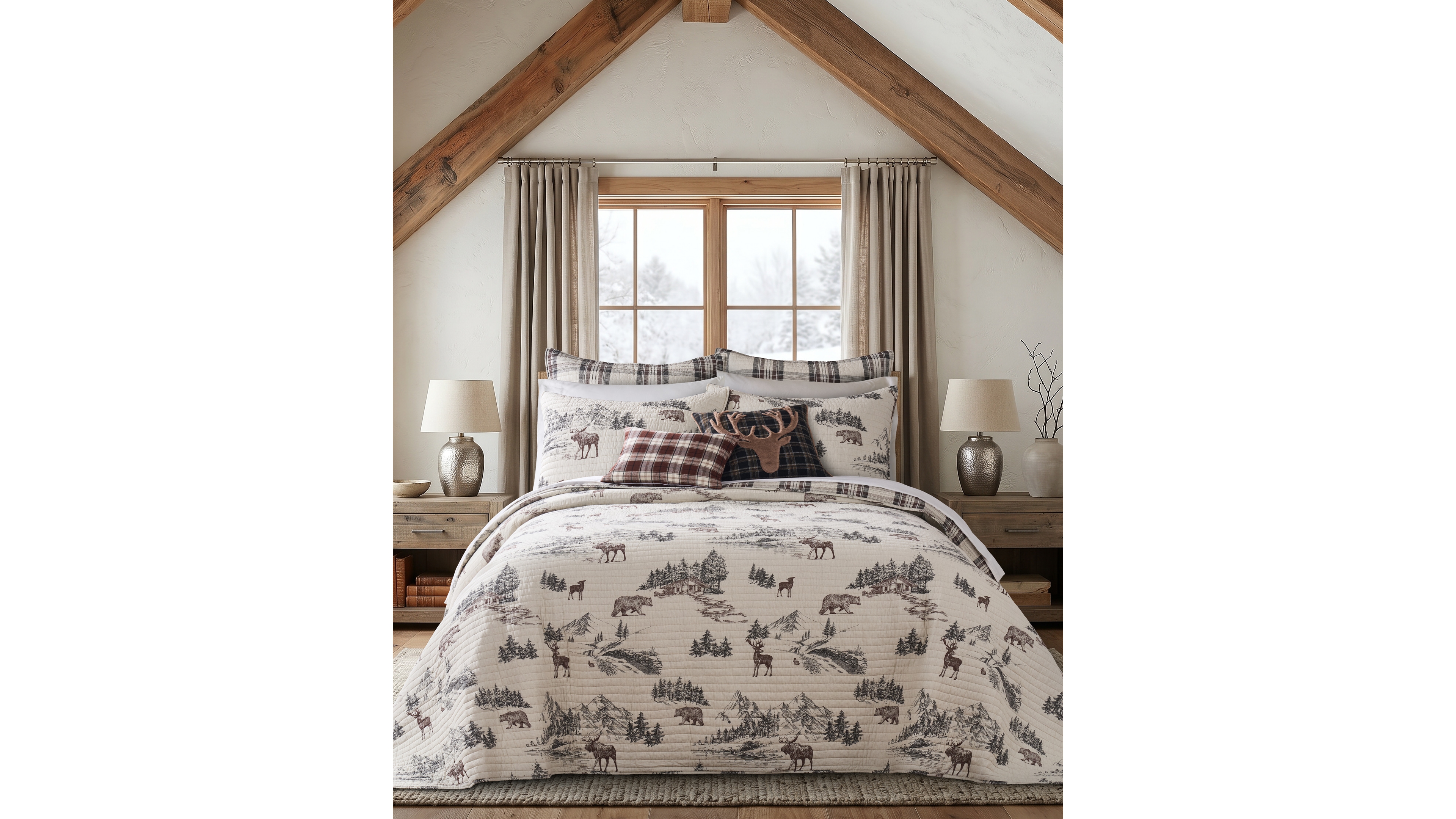 Levtex Home Lodge Toile Reversible 3-Piece Bedspread Set, King