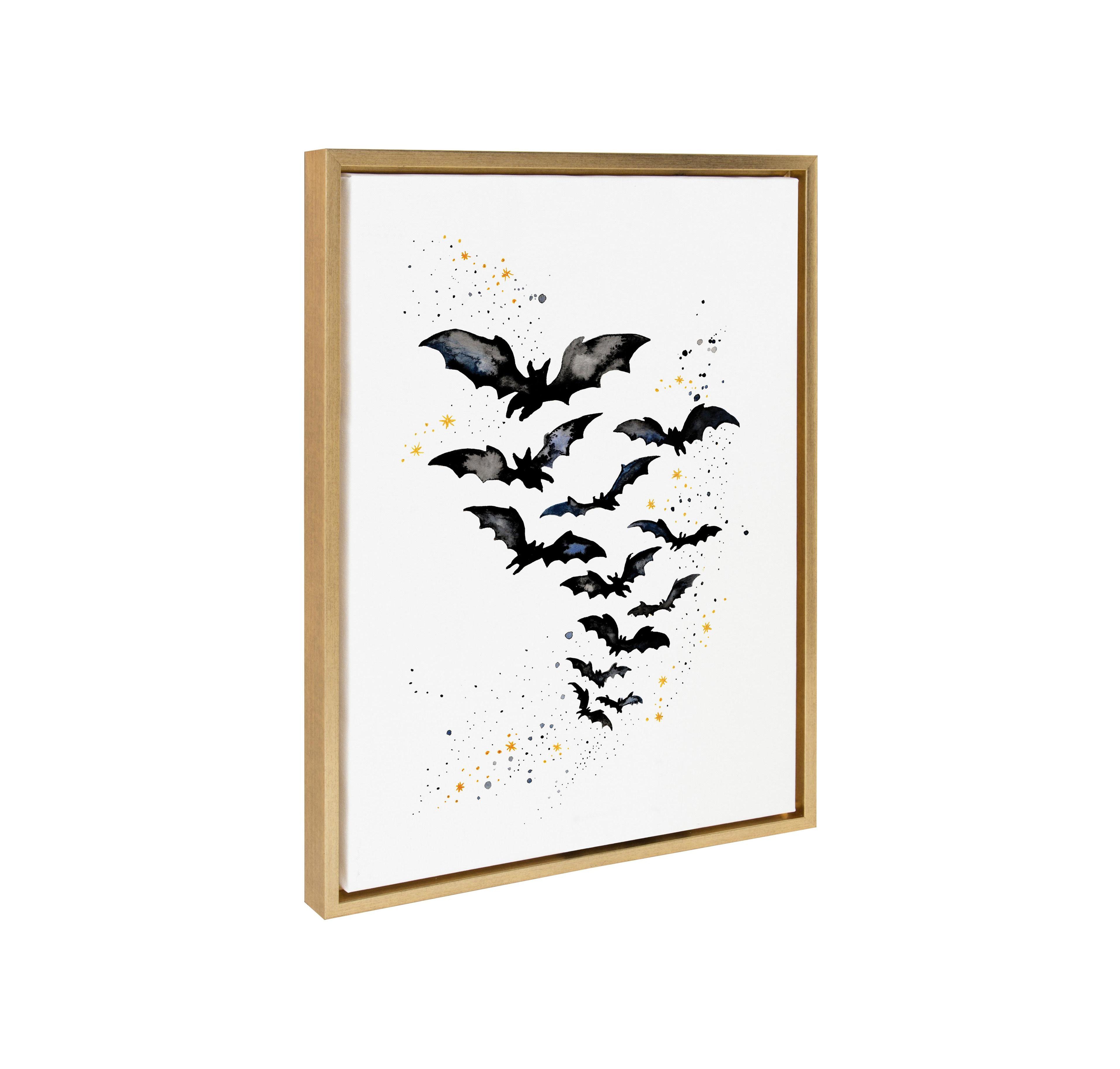 Kate and Laurel Sylvie Goth Bats Framed Canvas by Viola Kreczmer