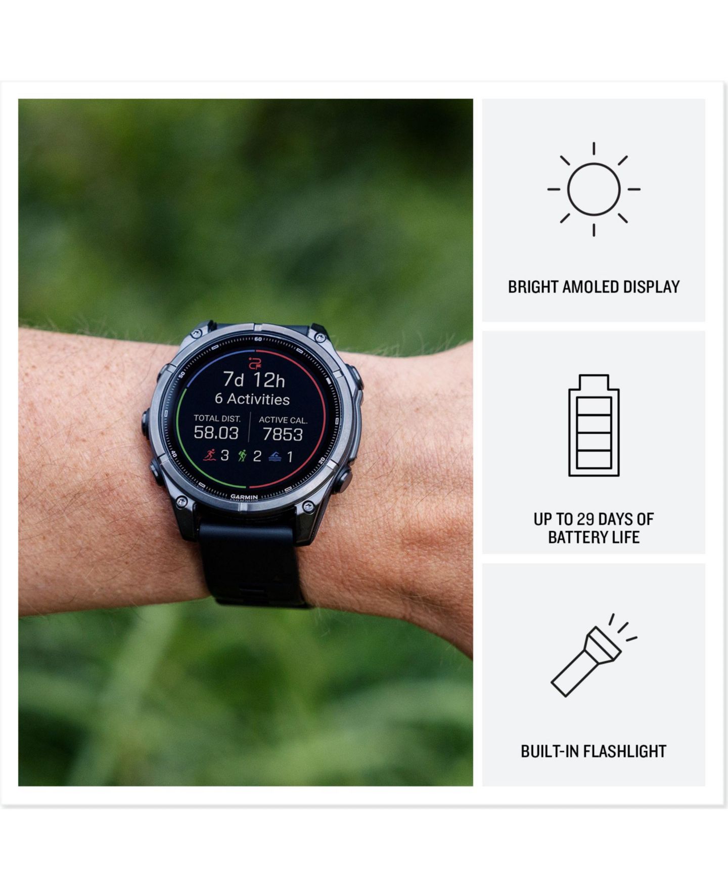 Мультиспортивные GPS-смарт-часы Garmin Fenix 9, 43 мм, силиконовый ремешок Fog Gray, цвет: Туманный серый — фото 7