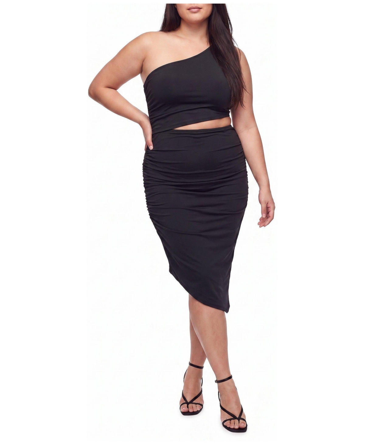 Torrid Plus Studio One-Shoulder Cut-Out Body-Con Midi Dress