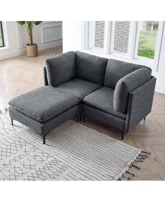 Linen Upholstered Modular Sectional with Metal Legs