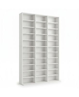 11-Tier Media Storage Tower 33 Compartments Adjustable Shelves Slim Floor Standing Home Office