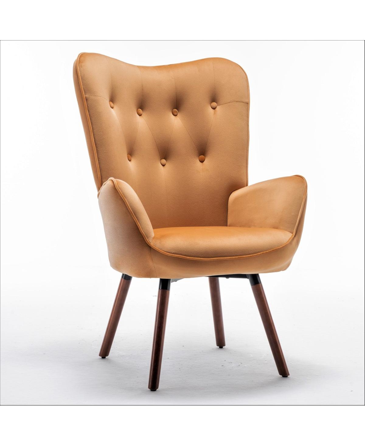 Streamdale Furniture Mid-Century Modern Wingback Accent Chair with Wood Legs - Mustard yellow