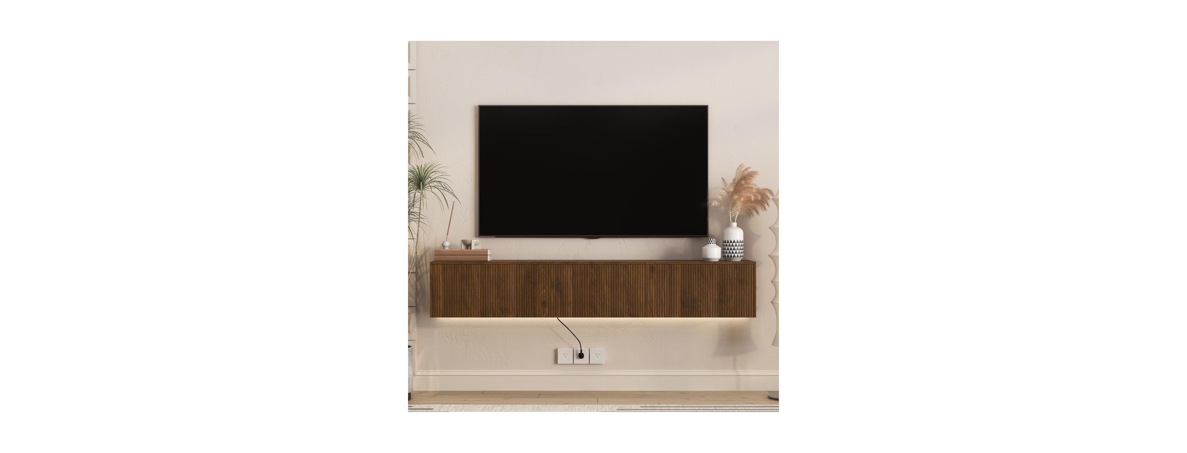 Streamdale Furniture 69" Floating Led Tv Stand for up to 65" Tv