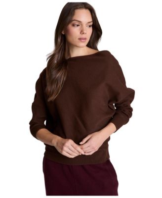 Women's Asymmetric Boat Neck Long-Sleeve Sweater