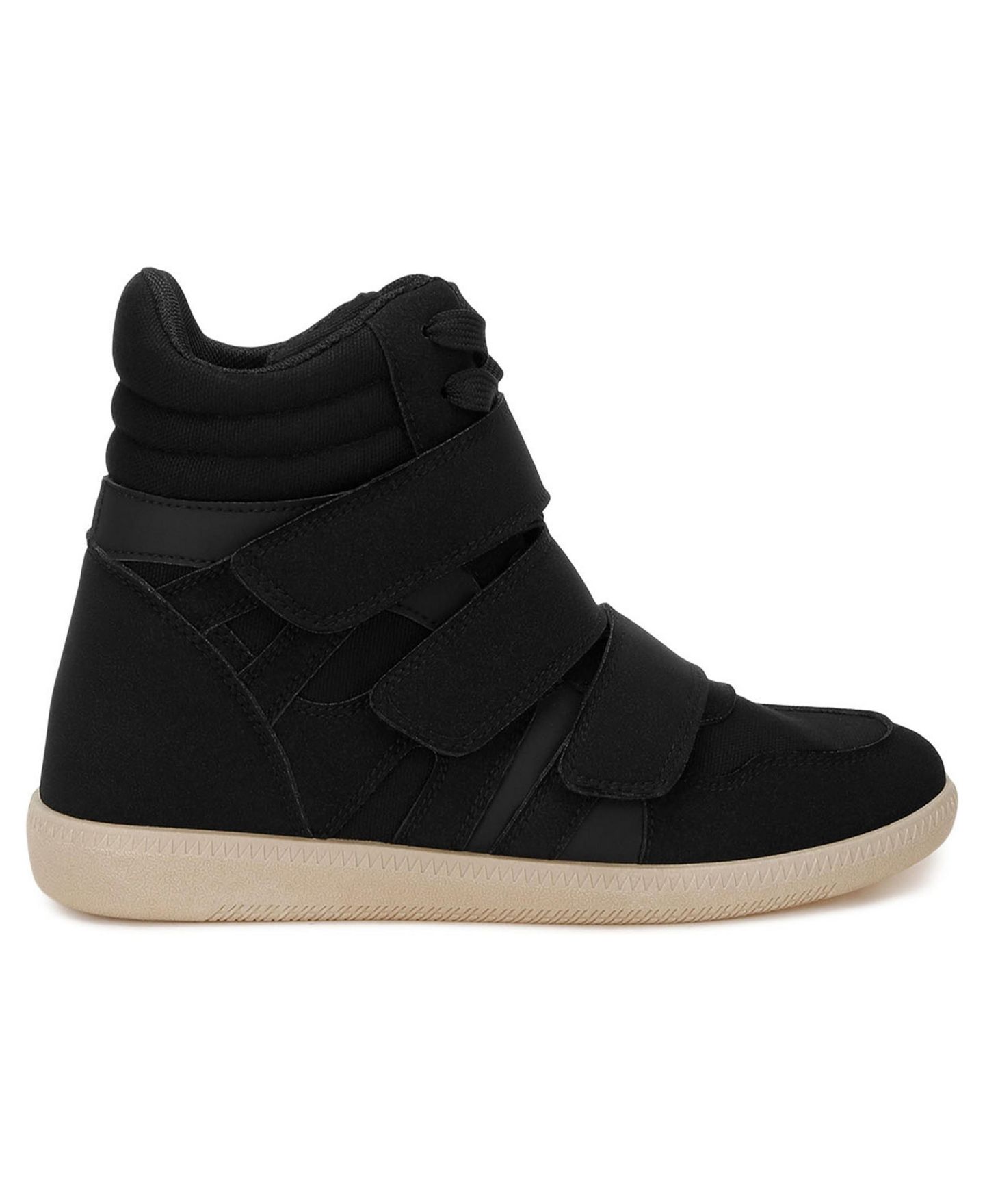 Женские кроссовки London Rag Cozy Wedge Triple Strap High-Top, цвет: Чёрный гладкий — фото 4