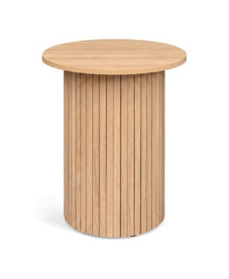 18 Inch Round Fluted Side Table with Pedestal Drum Base