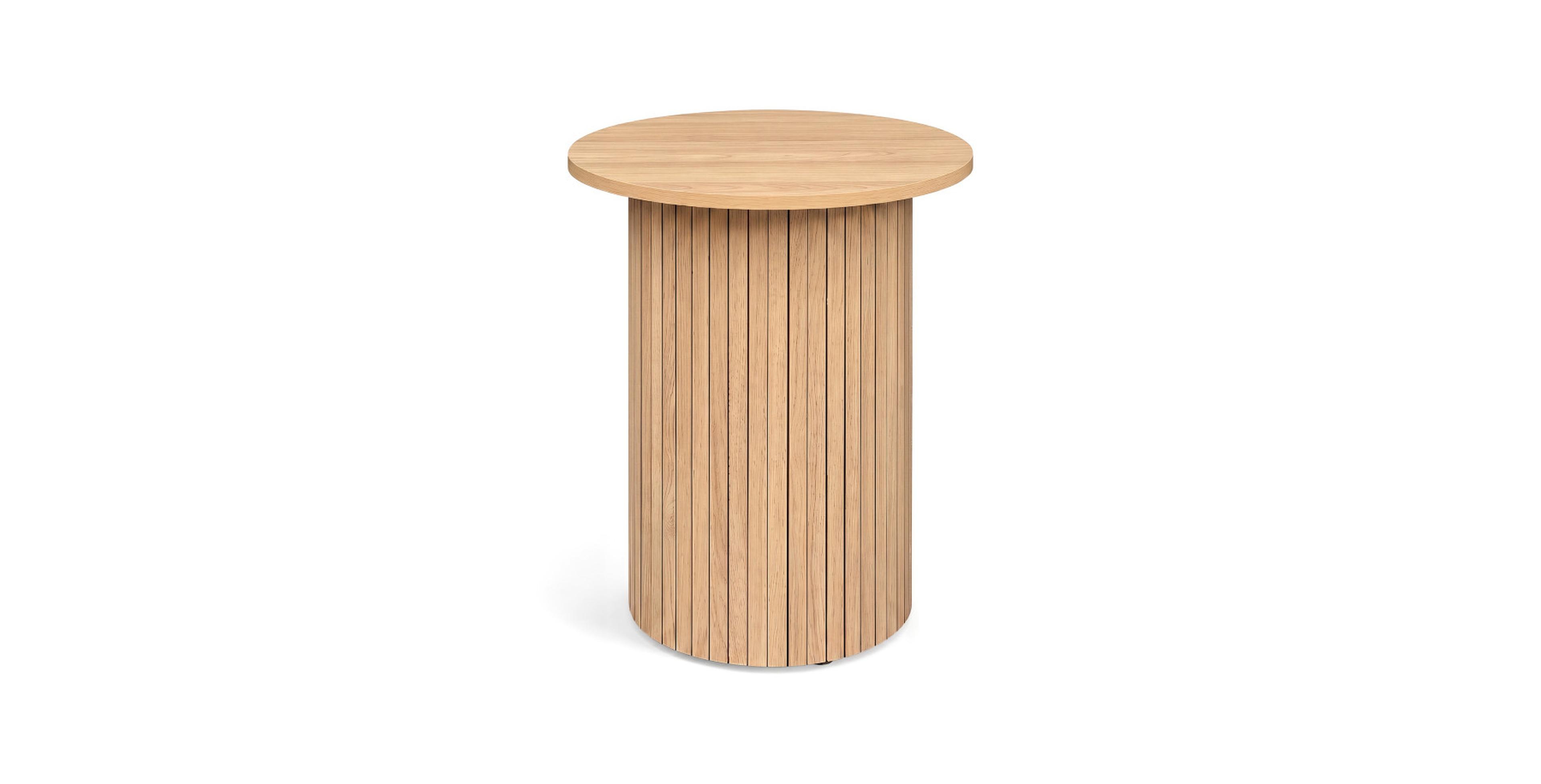 Gouun 18 Inch Round Fluted Side Table with Pedestal Drum Base