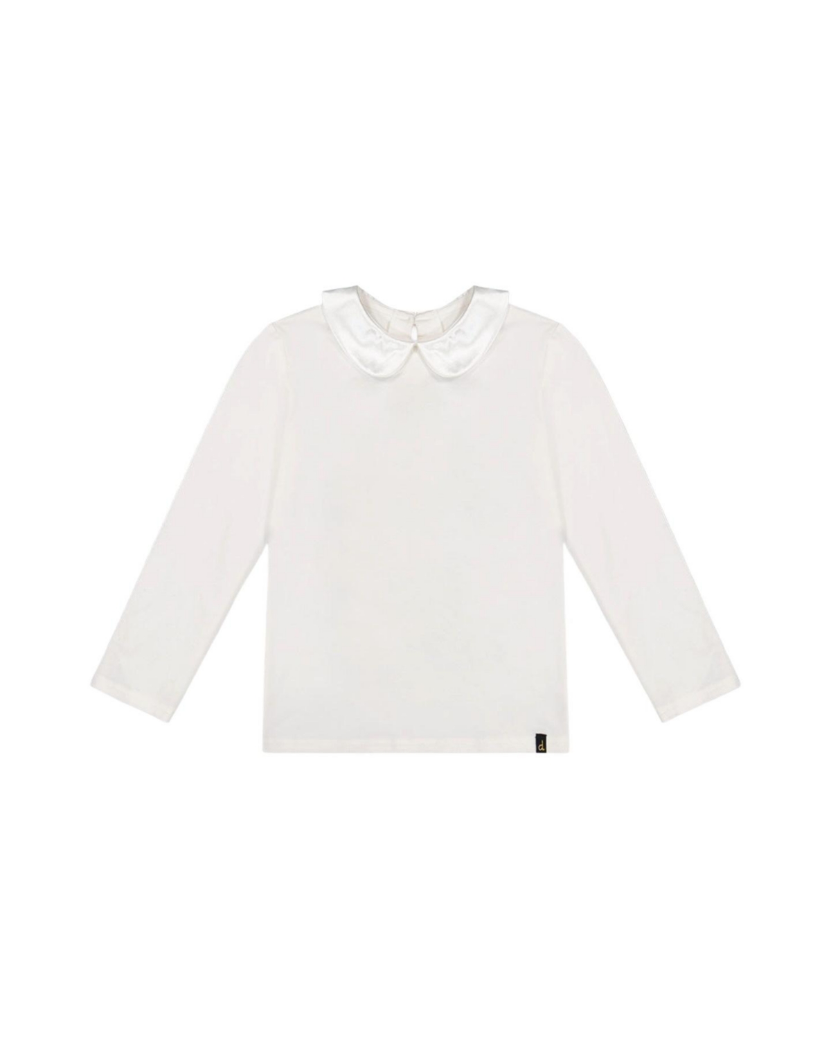 Deux par Deux Big Girls Girl(7-14)Cotton T-Shirt with Peter Pan Collar - Off-white