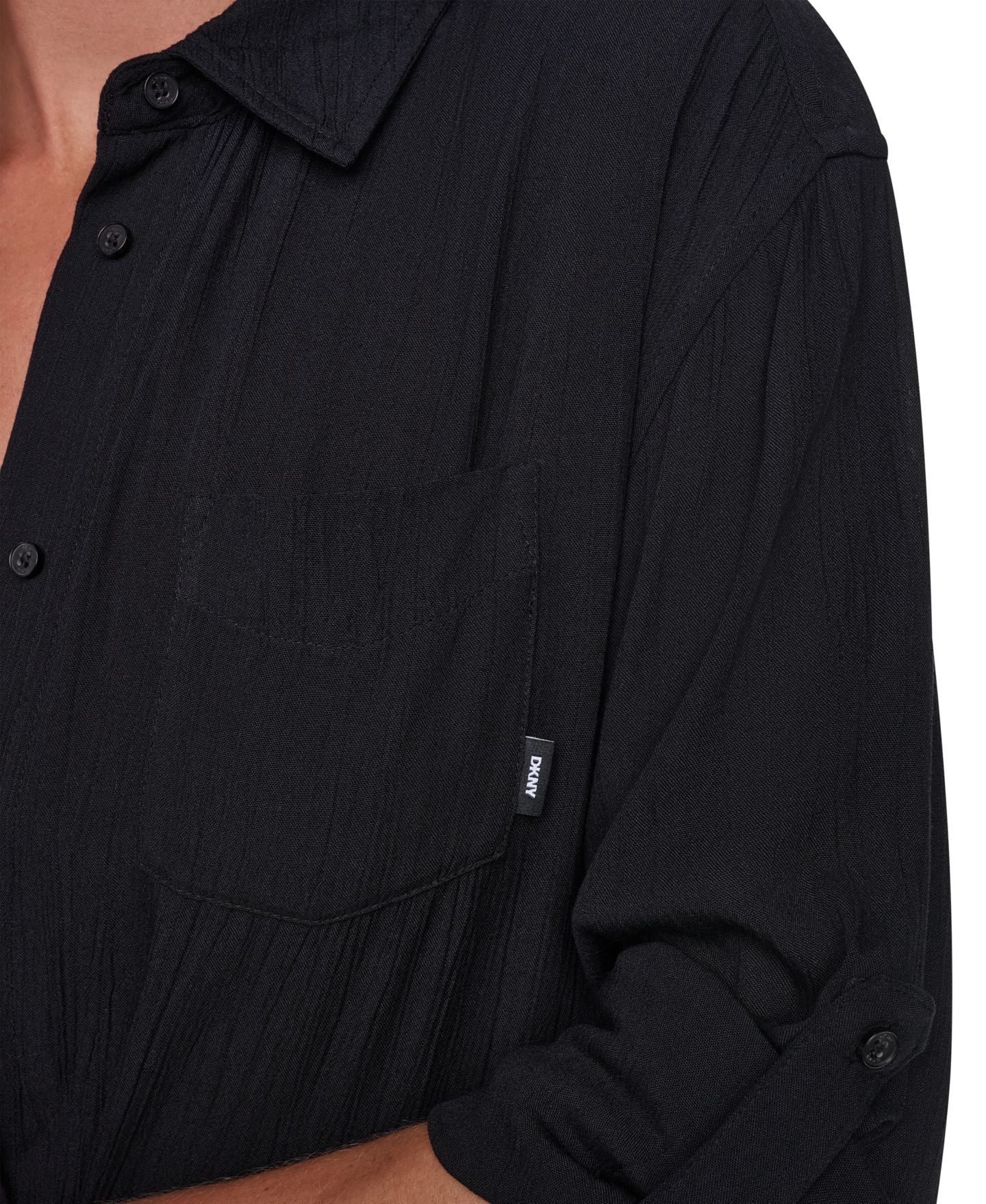 Женская рубашка DKNY Gauze Collared Button-Front Beach, цвет: Чёрный — фото 11
