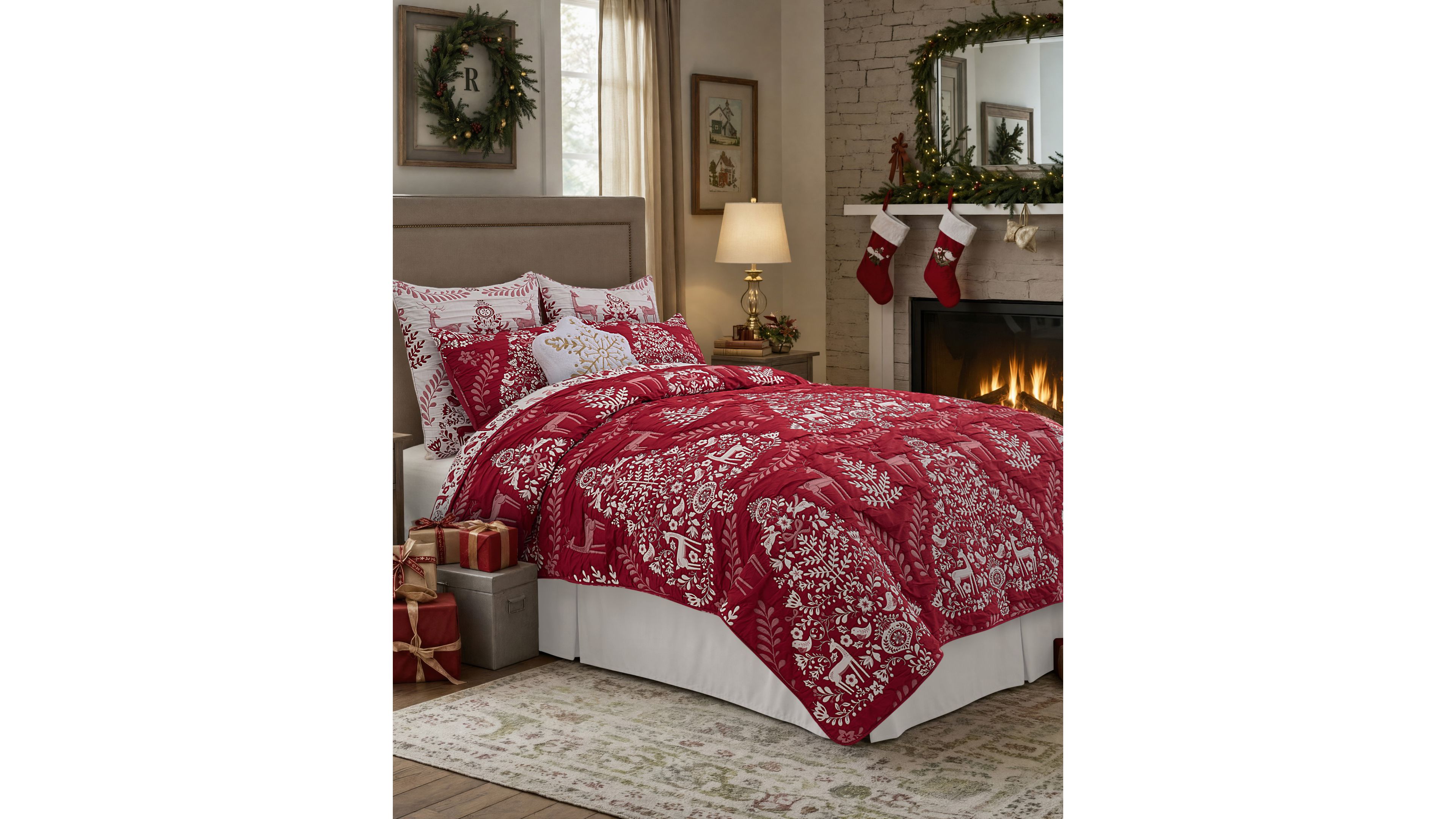 Greenland Home Fashions Noella Reversible Holiday 3 Piece Coverlet Sets
