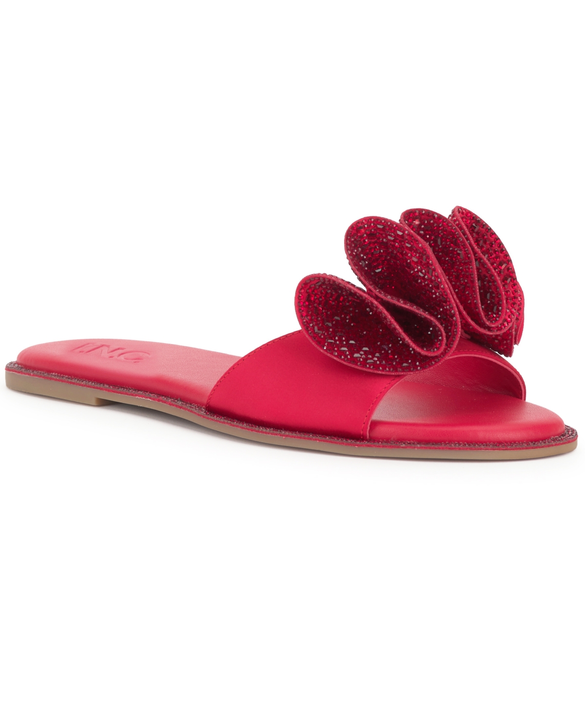 I.n.c. International Concepts Women's Chera Embellished Memory Foam Arch Support Flat Sandals, Macy's Exclusive - Real Red