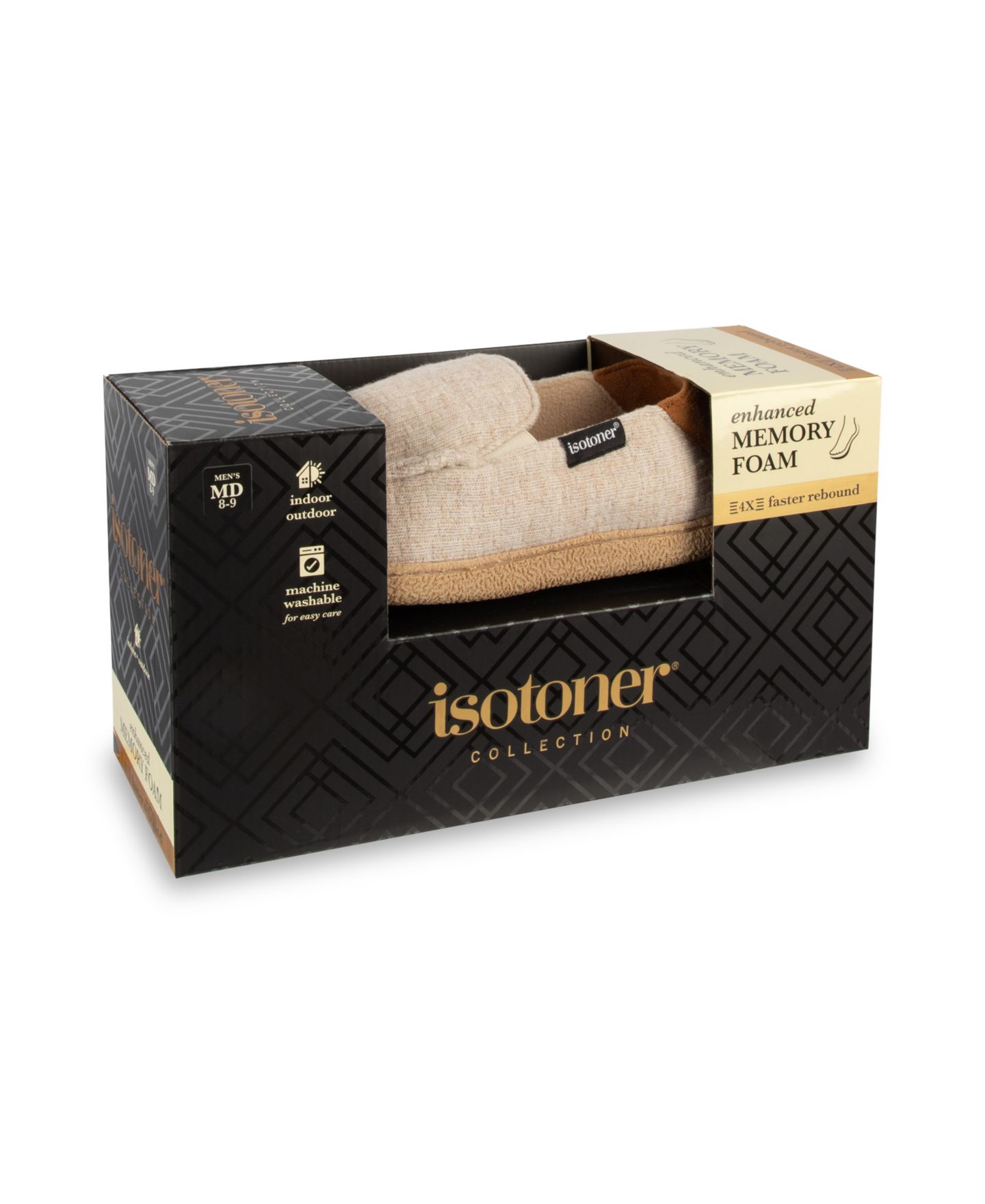 Мужские тапочки Isotoner Knit Moccasin Slippers, цвет: Овсяный — фото 6
