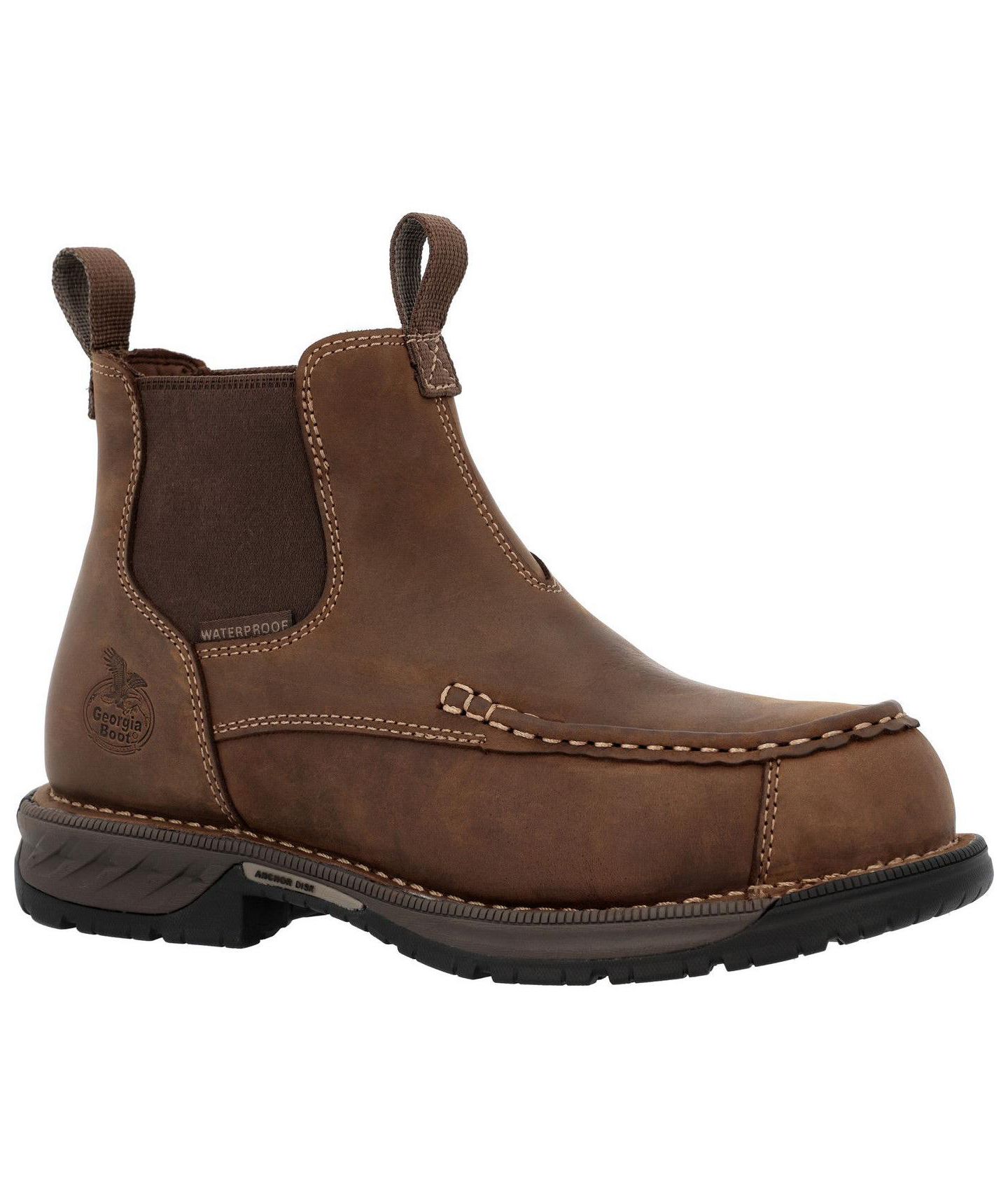 Мужские ботинки GEORGIA BOOT Athens 360 Moc-Toe Chelsea Waterproof Nano Composite Toe Work Boot, цвет: Коричневый — фото 3