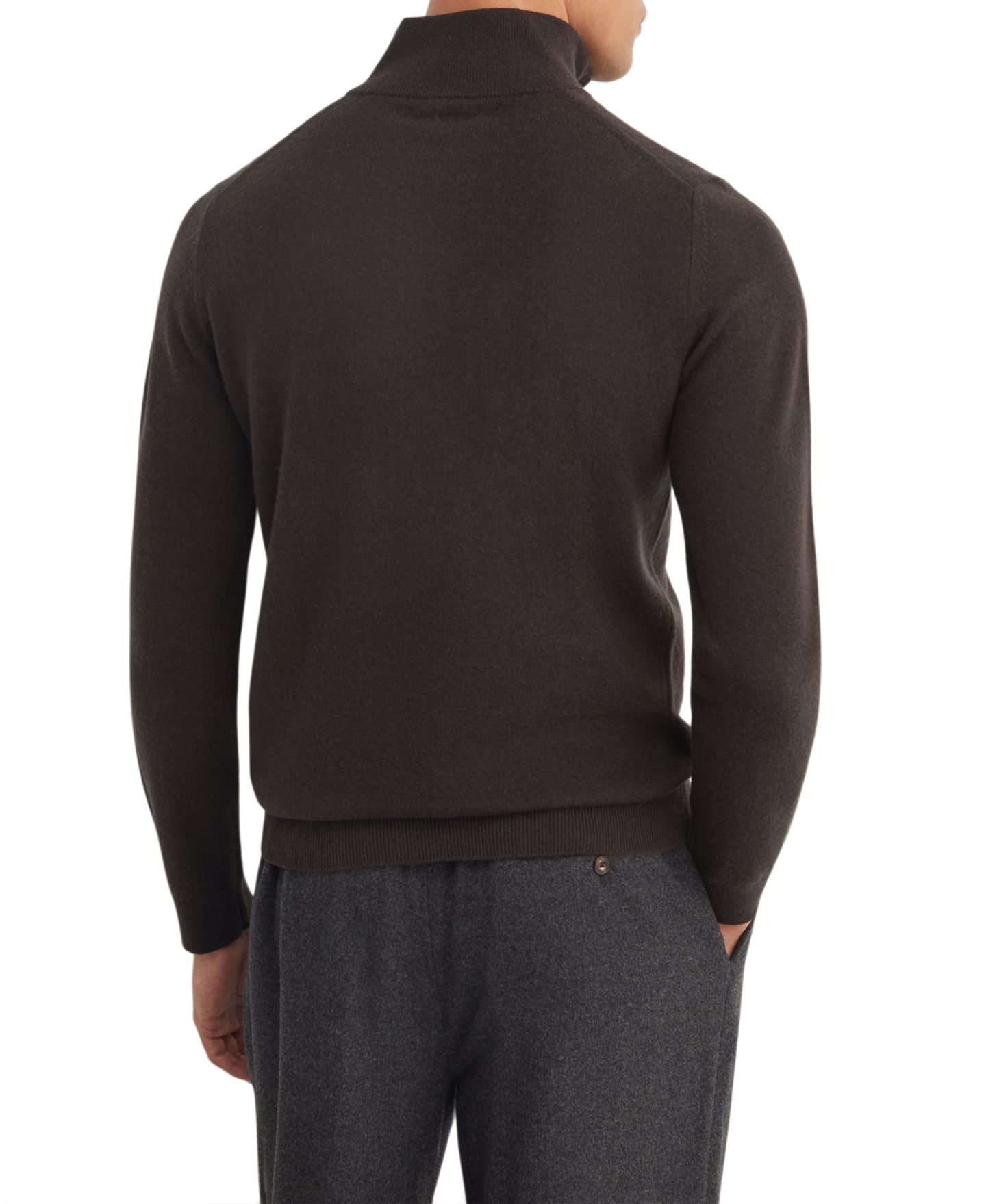 Мужской свитер REISS Royal Half-Zip Regular-Fit Cashmere, цвет: Шоколадный меланжевый — фото 2
