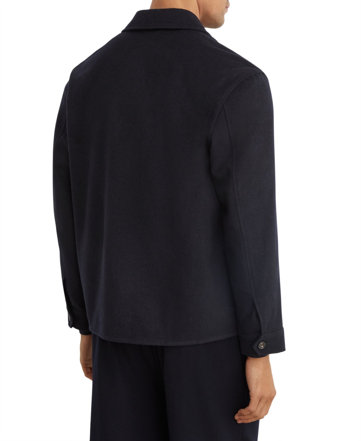 Мужская рубашка REISS Collin Wool-Blend Long-Sleeve Overshirt, цвет: Тёмно-синий — фото 2