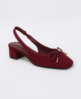 Maliyah Bow Accent Block Heel Slingback Pumps