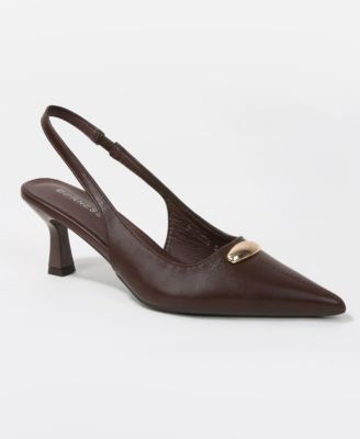 Makenna Gold-Tone Accent Slingback Heels