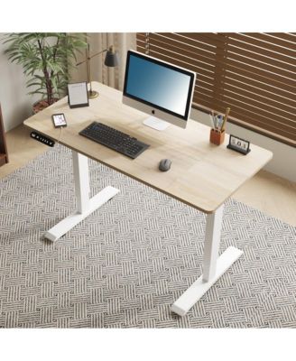 55"x24" Double Beam Electric Standing Desk Height Adjustable Desk, Standing desk frame With Sliced Board