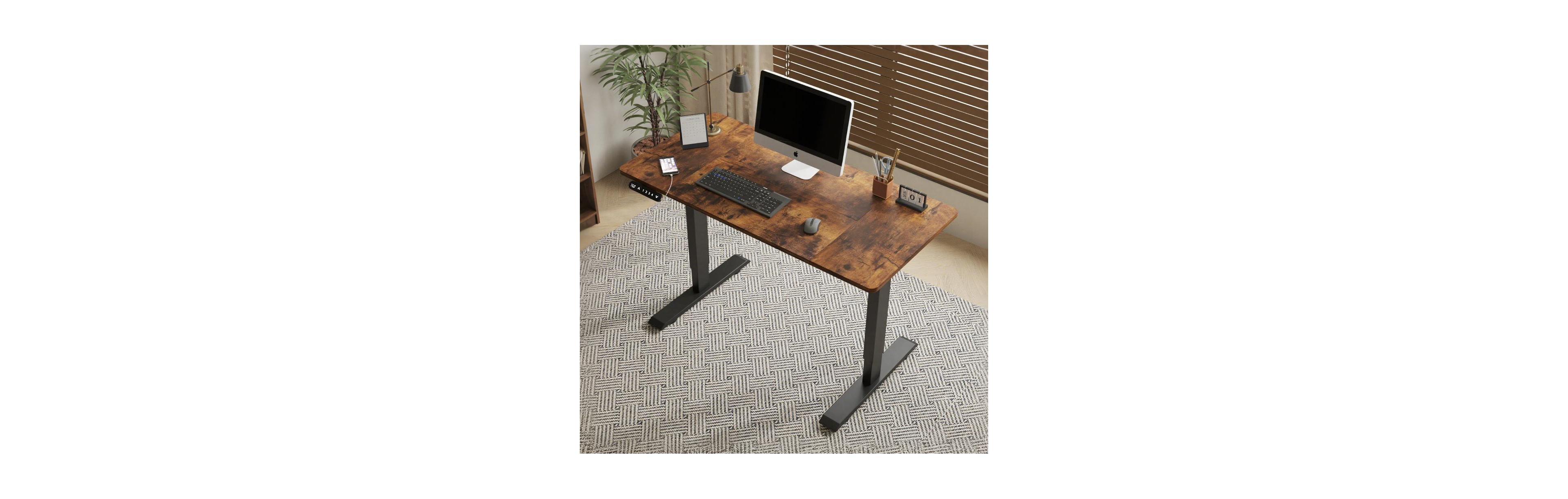 Clihome 55"x24" Double Beam Electric Standing desk Height Adjustable Desk, frame With Sliced Board