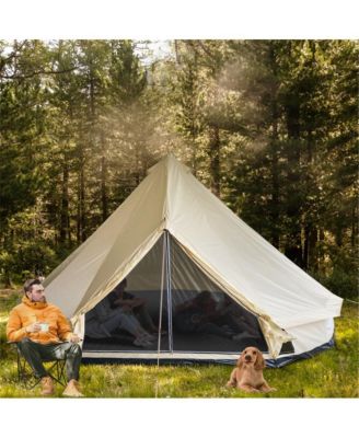 Camping Tent, Beige, 210D Polyester Mesh Steel Pole PE cloth Construction, Strong 210D polyester fabric with 2000mm+