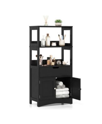 48-Inch Engineered Wood Bathroom Storage Cabinet with 3 Open Shelves and Drawer, Freestanding Organizer