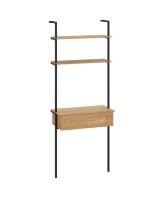 4-Tier Ladder Bookshelf with Drawer and Metal Frame for Living Room