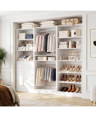 Closet Organizer System with 10-Shelves and 4-Drawers Shoes Storage Set