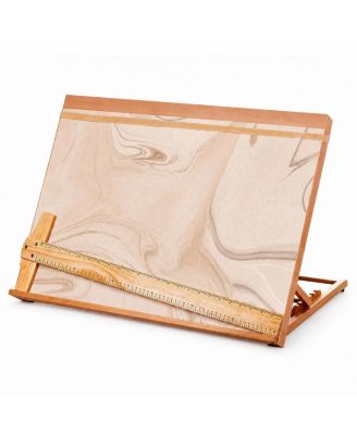 5 Position Angle Adjustable Beech Wood Drafting Table With T Ruler And Storage Rope