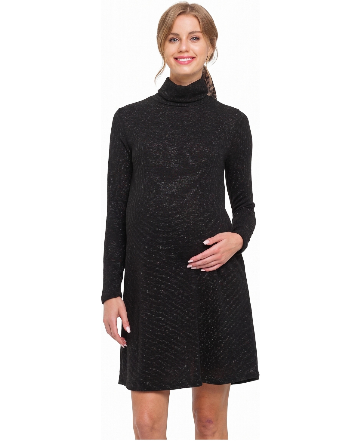 Hello Miz Maternity Turtleneck Shimmer Dress