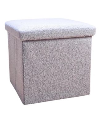 12 Inch Boucle Cube Ottoman With Storage