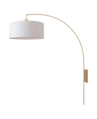 Span Wall Mounted Arc Lamp - Weathered Brass, Fabric Drum Shade, Dimmable, Bulb Included