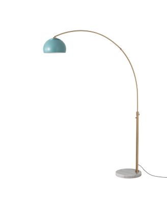 Half Dome 92"H 1-Light Arc Lamp, Pool  Shade, Weathered Brass , Marble Base, Dimmable, for Living Room or Bedroom