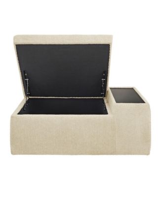 Ivory Boucle Storage Ottoman With Table