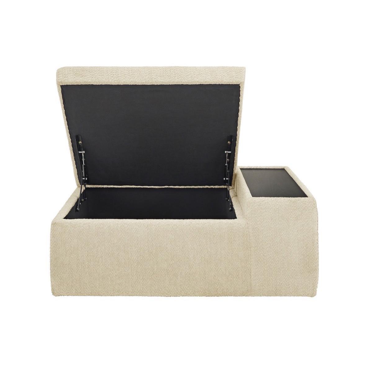 iNSPIRE Q Ivory Boucle Storage Ottoman With Table