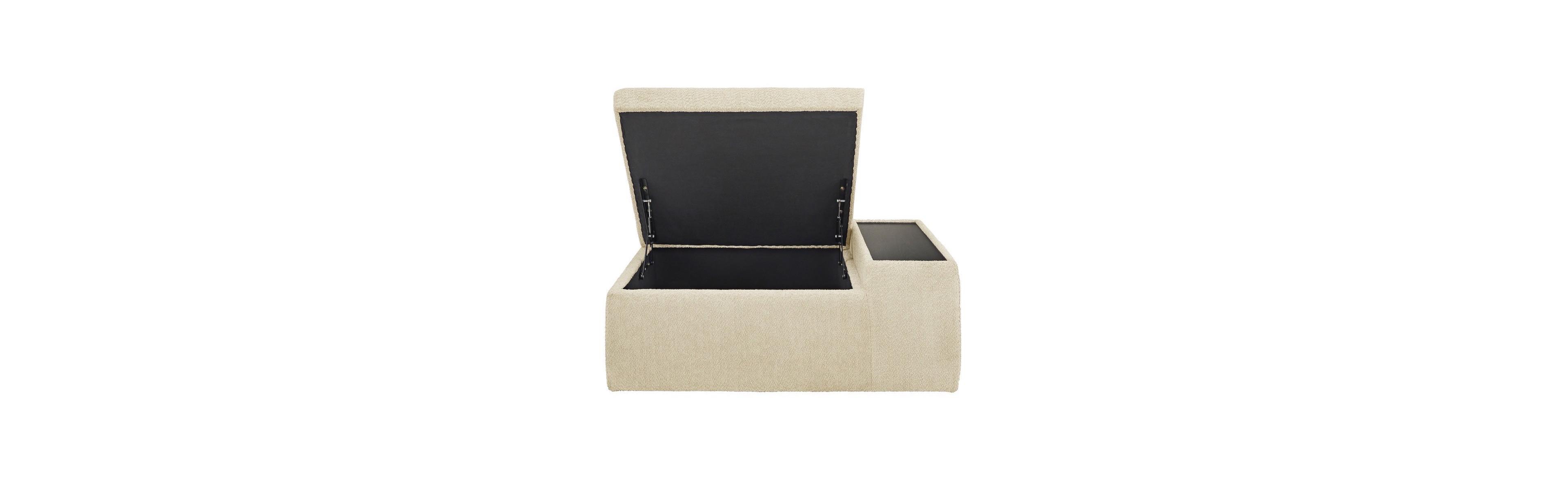 iNSPIRE Q Ivory Boucle Storage Ottoman With Table