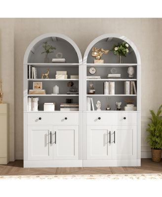  Arched Bookshelf Suite with Storage Cabinet and Drawer