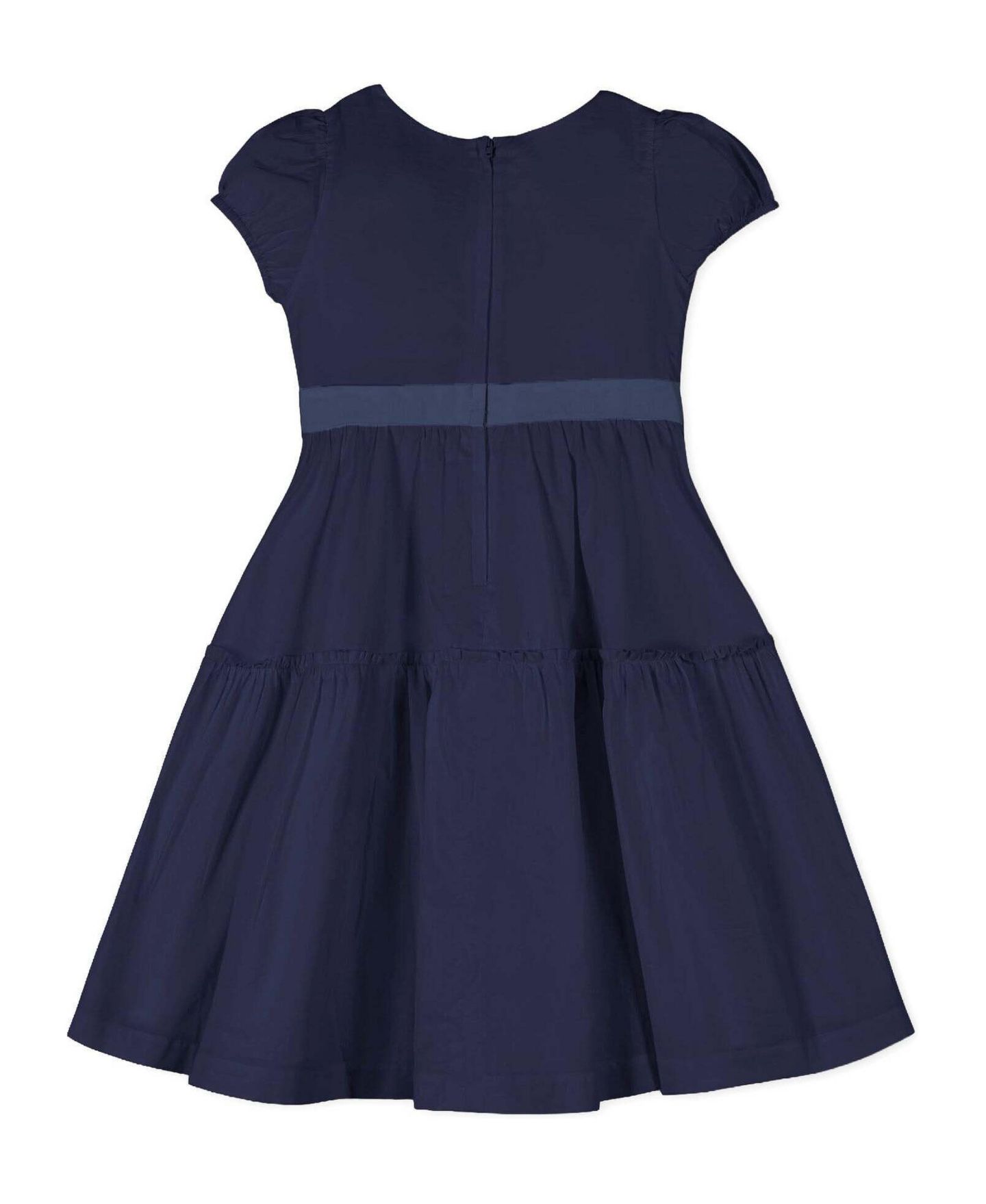 Платье Hope & Henry Puff-Sleeve Tiered A-Line Organic Cotton Dress для девочек, цвет: Тёмно-синий — фото 2